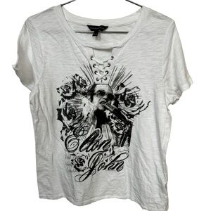 High End Elton John Rock Republic White Rocker Retro T-Shirt Women’s L